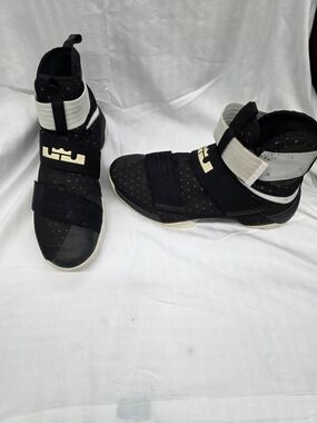 Nike LeBron Soldier Black and White Strap Basketball Shoes